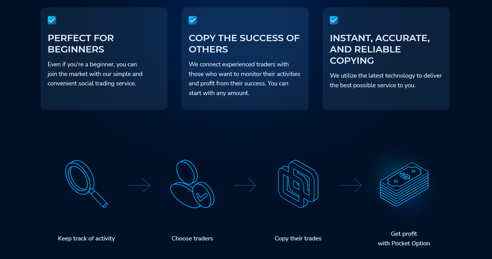 pocket option social trading how to start